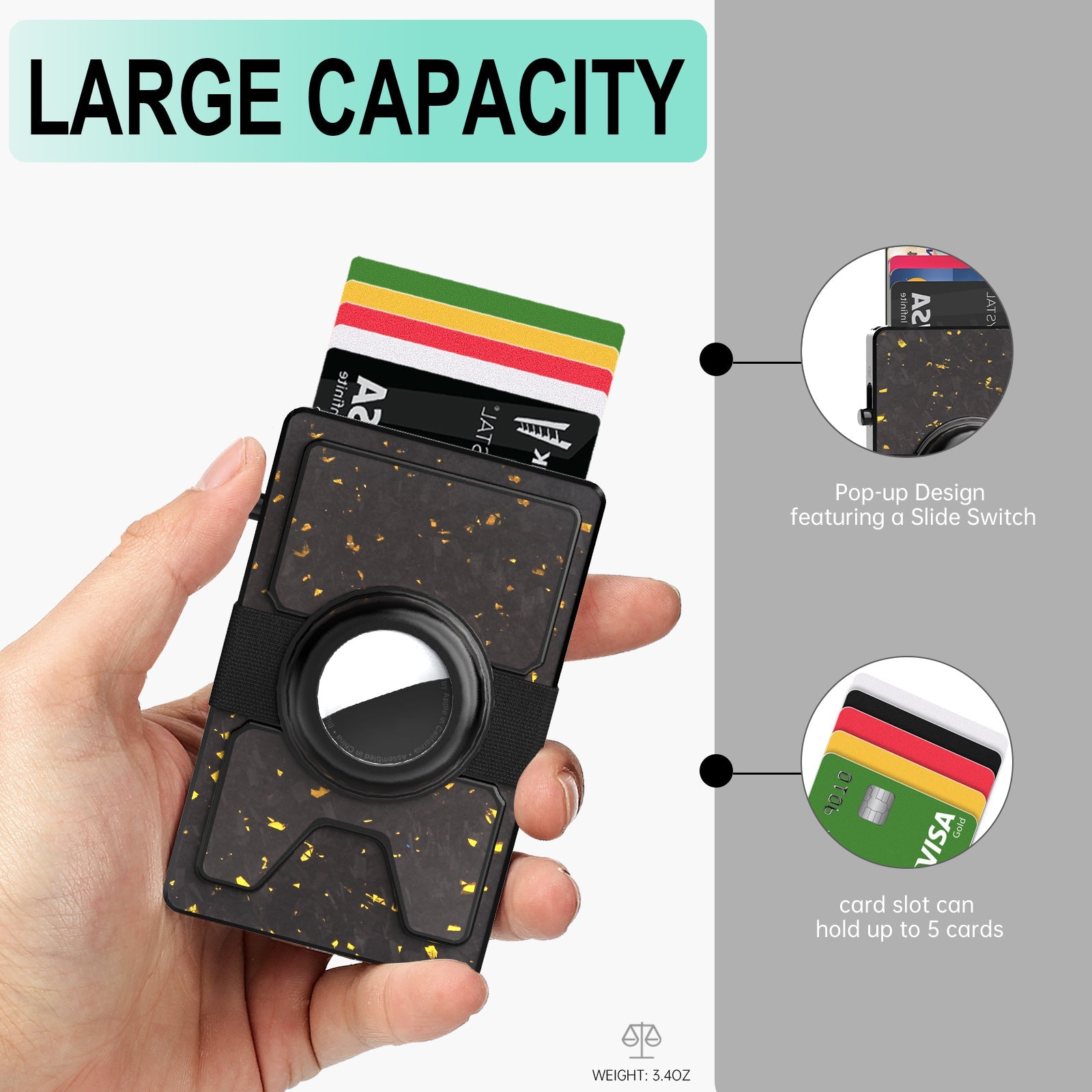 TOYFID Best Pop Up RFID Mens Wallet forged Carbon Fiber Minimalist Amazon to Protect Credit Cards